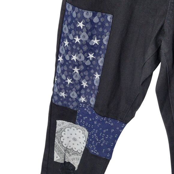 Rue21 Supreme Flex Mens Size 32x30 Black Patchwork Straight Leg Jeans - Picture 4 of 12